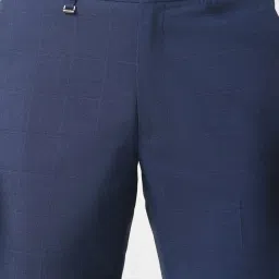 Van Heusen Navy Slim Fit Checks Trousers image 4
