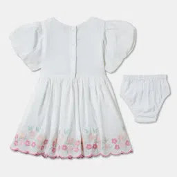 R&B Kids White Embroidery Regular Fit Dress With Bloomers image 2