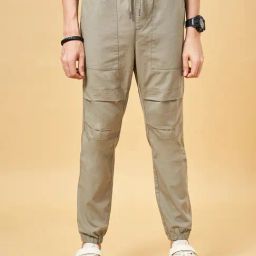 People by Pantaloons Sage Green Cotton Regular Fit Joggers-picture-20