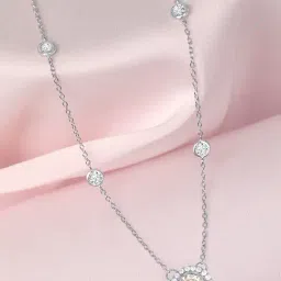 Zavya 925 Sterling Silver Dazzling Rhodium Plated CZ Accentuated Circular Pendant Necklace-picture-20