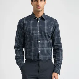 selected homme Selected Navy Blue Cotton Regular Fit Checks Shirt image 4