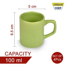 Urban Chef Parrot Green Ceramic Droite Handcrafted Microwave Safe Cup - Set of 4 image 4