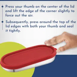 Magnus Easy Lock Oval Red Stainless Steel Container with Leakproof Lid 450 ml image 4