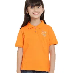 Berrytree Organic Kids Orange Cotton Sister Bear Polo T-Shirt-image-0