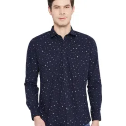 Duke Navy Slim Fit Printed Shirt-image-81
