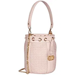 Saint G Pink Textured Medium Bucket Bag image 4