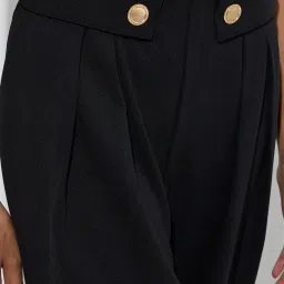 Wardrobe by Westside Black Solid High-Rise Trousers image 4