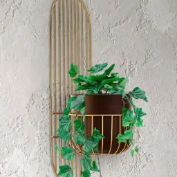 @home Nilkamal Brown & Gold Iron Wall Mounted Planter-image-20