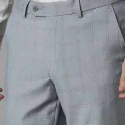 Louis Philippe Grey Slim Fit Checks Trousers image 4