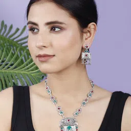 Sangria Stone-Studded & Beaded Jewellery Set image 4