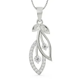 Emori 18k White Gold & Diamond Dewy Leaf Platinum Pendant-picture-13