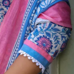 Rain and Rainbow Blue Cotton Embroidered Kurta & Salwar Set With Dupatta image 4