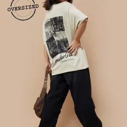 Ginger by Lifestyle Beige Cotton Printed T-Shirt image 4