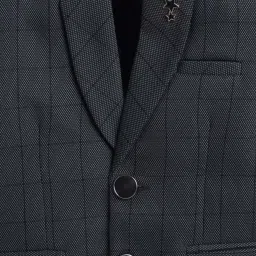 Fourfolds Boys Grey Checks Full Sleeves Blazer image 4