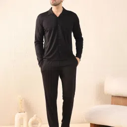 Sweet Dreams Black Regular Fit Solid Lounge Set image 4