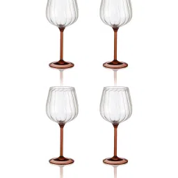 troveas Trovea's Ribbed Dual Tone Transparent Glass Wine Glass - Set of 4 image 4