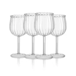 troveas Trovea's Rose Shape Transparent Glass Wine Glass - Set of 4 image 4