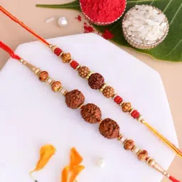 Aapno Rajasthan Set of 2 Rudraksh & Beaded Rakhi-image-76