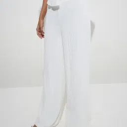 nuon women Nuon by Westside White Crinkle-Textured High-Rise Pants-picture-35