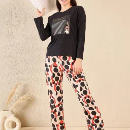 Sweet Dreams Black Cotton Solid Pyjama Set image 4