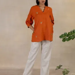 Zebein India Ecru Wanderlust Tucks Pants image 4