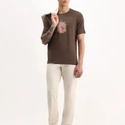 Rare Rabbit Brown Cotton Regular Fit Printed T-Shirt image 5