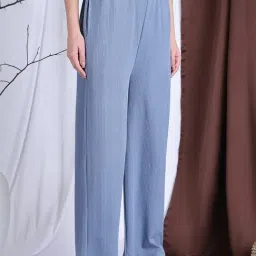 NEUDIS Blue Polyester StripesTrouser image 4