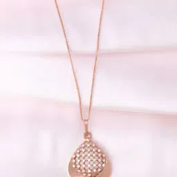 Zavya 925 Sterling Silver Filigree Teardrop Rose Gold Plated CZ Pendant-image-19