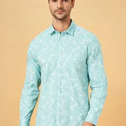 Byford by Pantaloons Sage Gray Cotton Slim Fit Floral Print Shirt-image-4