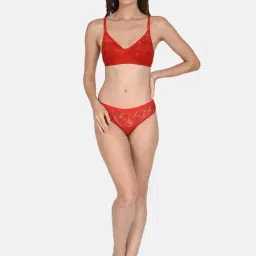 mod & shy Red Lace Work Lingerie Set image 5