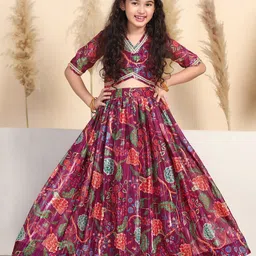 FASHION DREAM Girls Floral Printed Georgette Ready to Wear Lehenga & Choli-picture-12
