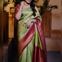 CaniBani Green Silk Blend Banarasi Sarees-picture-11