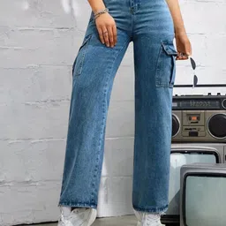 DressBerry Women Comfort Wide Leg High-Rise Light Fade Stretchable Jeans-picture-21
