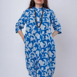 Kook N Keech Women Mandarin Collar Cotton Shirt Dress-image-73