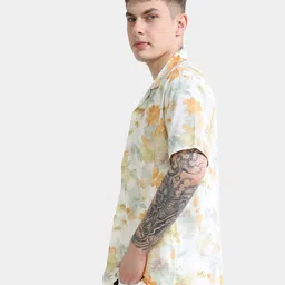 StitchX Men Short Sleeve Printed Beach Cuban Collar Shirt Multicolour image 2