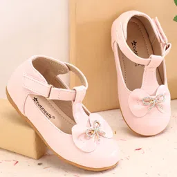 Cute Walk by Babyhug Ballerinas with Velcro Closure & Bow Applique- Pink-picture-32