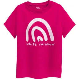Guugly Wuugly Pure Cotton Half Sleeves Skin Friendly White Rainbow Text Printed Tee - Pink-picture-21