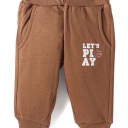 Zero Knit Full Length Text Printed Fleece & Woollen Bottom - Brown-picture-47