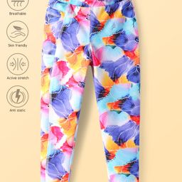 Pine Active Knit Full Length Super Stretch Leggings With Floral Print - Violet-picture-39