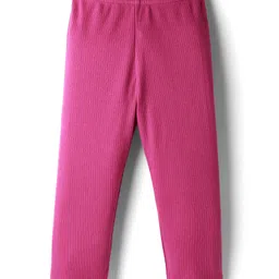 Babyhug Rib Cotton Lycra Knit Solid Leggings With Stretch - Pink-picture-17