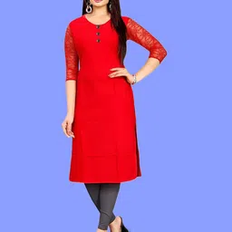 Coft Women Keyhole Neck Crepe Pathani Kurta-picture-24