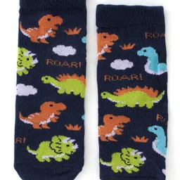 Cute Walk by Babyhug Anti Bacterial Ankle Length Socks Dino Design Pack Of 3 - Multicolour image 2