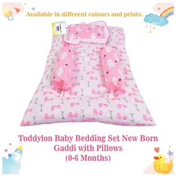 Babytoons Baby Bedding Set New Born Gaddi with Pillows (0-6 Months) Pink image 2