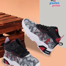 PASSION PETALS Camouflage Designed Lace Up Shoes - Grey & Black image 3