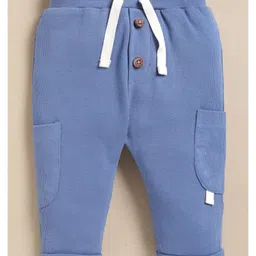 Cot & Candy Organic Cotton Knit Pack Of 2 Solid Pant - Navy Blue & Light Blue image 3