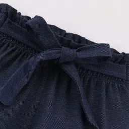 CrayonFlakes Mock Denim Style  Printed Belted Shorts - Blue image 4