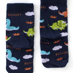 Cute Walk by Babyhug Anti Bacterial Ankle Length Socks Dino Design Pack Of 3 - Multicolour image 3