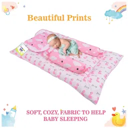 Babytoons Baby Bedding Set New Born Gaddi with Pillows (0-6 Months) Pink image 3