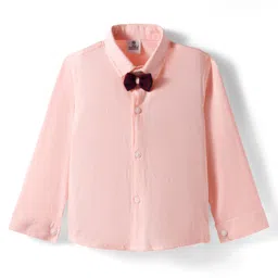 Mini Taurus Sinker Knit Full Sleeves Striped 3 Piece Party Suit With Bow Applique - Maroon & Pink image 3