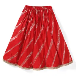 Babyhug Woven Half Sleeves Lehenga Choli & Dupatta Set With Floral Embroidery - Red image 5